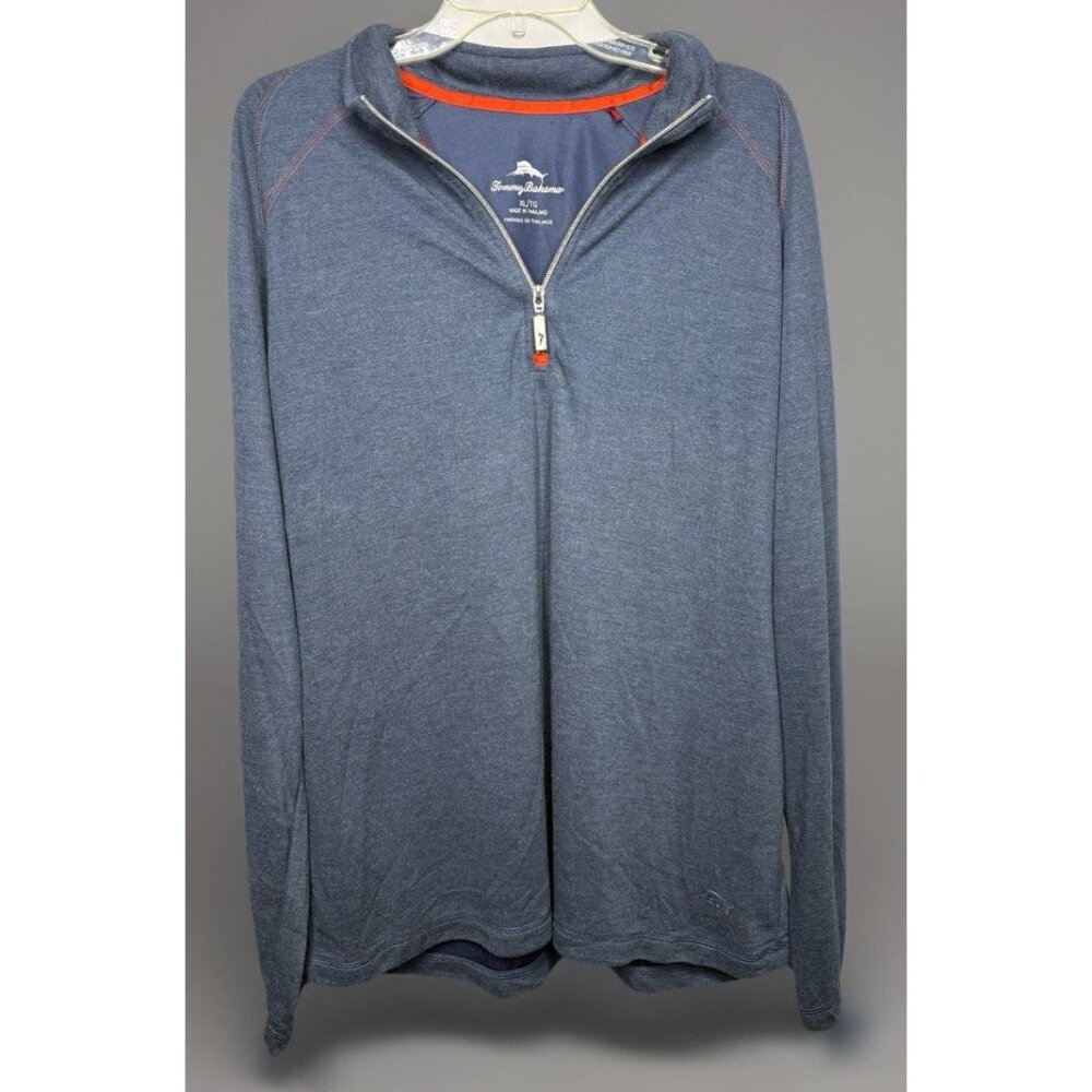 Tommy Bahama Men's XL 1/4‎ Zip Blue Long Sleeve Lightweight Pullover Sweater